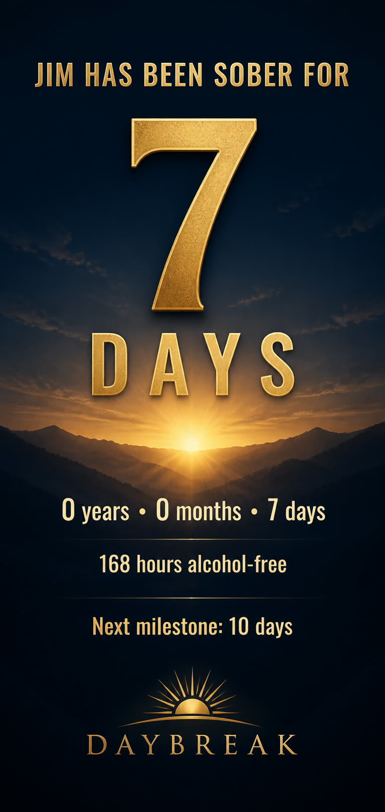 Daybreak: 7 day milestone card