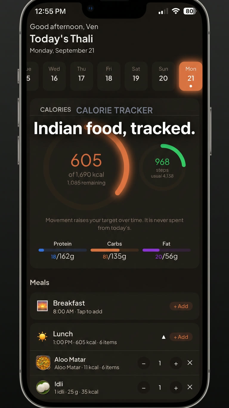 Thali daily tracker screen